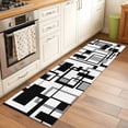 thumbnail image 3 of Black Grey Geometric Large Area Rugs for Bedroom Living Room, Soft Non Slip Carpet Bedside Rug, Modern Abstract Art White Rectangular Floor Cover Kitchen Accent Rug 2'x6' for Dining Room/Office, 3 of 9