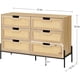 thumbnail image 1 of Estilo rural 6-cajón oak rattan cómoda de madera chest para dormitorio, entrada, y sala de estar, 1 of 7