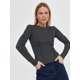 thumbnail image 1 of Wolfeel Splice Slim Fit Camiseta de manga larga para mujer Primavera Verano moda Chic medio cuello alto Camiseta básica ropa de calle, 1 of 5