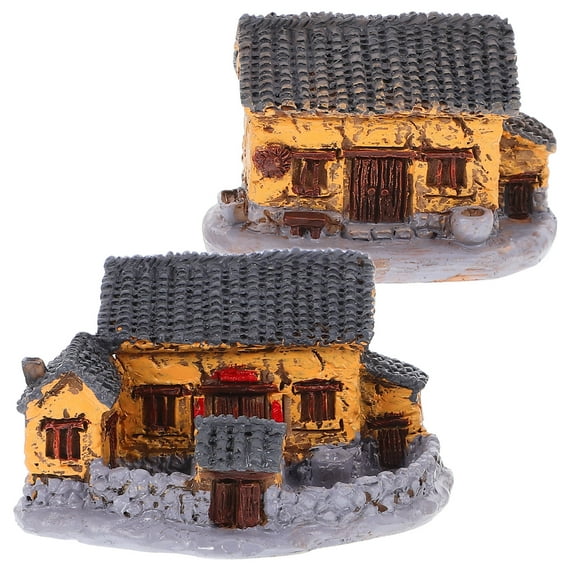 ADDHAT 2pcs Resin Garden House Miniature Decorative Assorted Colors Landscape Accessories for Outdoor Garden