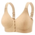 thumbnail image 2 of Smsaxvxz Plus Size Wireless Bras for Women Comfortable Adjustable Straps Push Up Support Front Closure Bra Khaki, 2 of 7