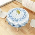 thumbnail image 4 of Nanqianyi Blue Snowflake Christmas Tablecloth Round 70 inch, Winter XMAS Tree Printed Washable Table Cloth for Festive Party Kitchen Decoration, 4 of 10