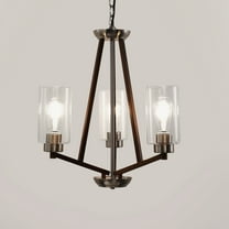 YANSUN 3-Light Brown and Brushed Nickel Chandelier with E26 Base, No Bulbs Included