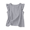 thumbnail image 3 of TGSLY Women's Ruffle Cap Sleeve Tops Lightweight Soft Crew Neck Tshirts Loose Fit Dressy Casual Solid Color Summer Blouses XXXXXL, 3 of 7