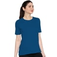 thumbnail image 1 of eloria Women's T-Shirt Round Neck Solid Color Plain Half Sleeve T-Shirt Color: Navy Blue | Size: 2XL, 1 of 7