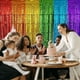 thumbnail image 5 of Cortina de lluvia con lazo de colores, paquete de mesa de dos piezas para fiesta de lluvia, paquete de decoración temática de cumpleaños, boda, aniversario, juego de cortina de lluvia arcoíris, 5 of 6