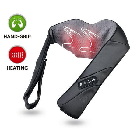Snailax Hand Grip Neck and Shoulder Massager with Heat Shiatsu Back Massager Kneading Massage Pillow for Neck Back Shoulder Foot, Relieve Muscle