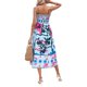 thumbnail image 4 of Productos en liquidación Vestido de verano europeo y americano, sin mangas, sin cuello, de cintura alta, estampado, pintado, con tirantes grandes Cielo azul M, 4 of 5
