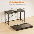 thumbnail image 2 of Folding Desk for Small Spaces, 39.3 Inch Foldable Computer Table, for Home Office, Study, Bedroom, Dorm, Space Saving, Small Writing Work Office Computer Desk, Easy to Fold, Black, 2 of 9