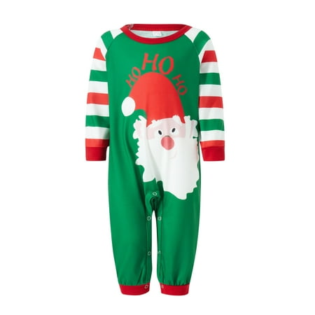 

Genuiskids Christmas Pajamas Family Matching Baby Romper/Santa Letter Print Long Sleeve Tops + Stripe Long Pants Sleepwear Suit Holiday Nightwear Pjs