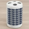 thumbnail image 1 of Acanthus Ceramic Toothbrush Holder, Continuous Classic Botanical Motif Pattern with Curls and Swirls, Decorative Versatile Countertop for Bathroom, 4.5" X 2.7", Night Blue and Eggshell, 1 of 4