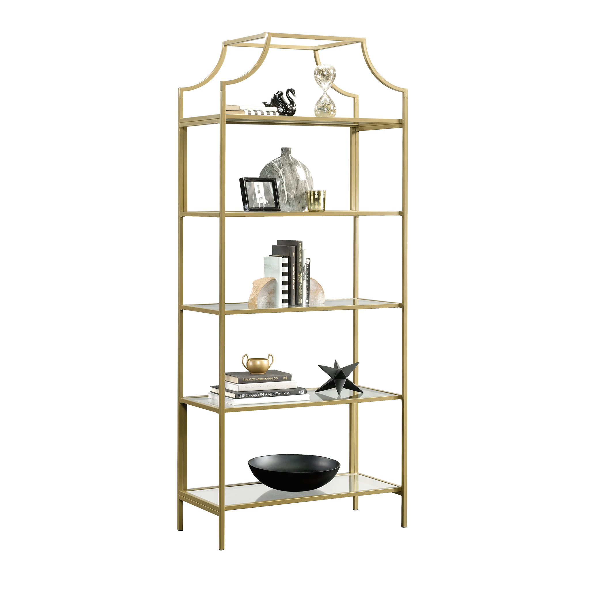 Better Homes & Gardens Nola 5-Shelf Etagere Bookcase, Gold photo 5