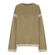 thumbnail image 3 of Suéter de cuello redondo para mujer, informal, liso, tejido, holgado, de manga larga, con cuello redondo, blusa, 3 of 4