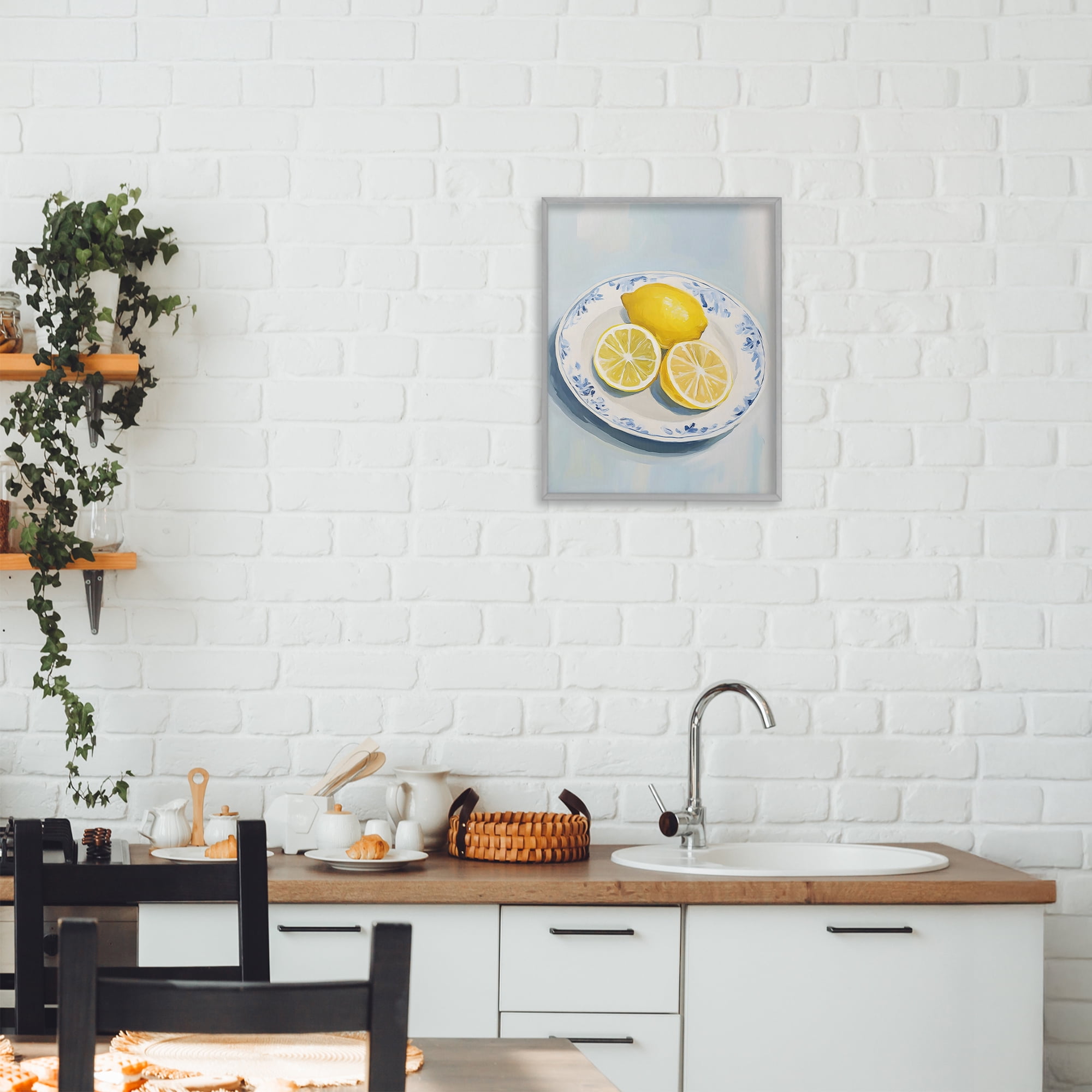 Stupell Industries Plate of Juicy Lemons Gray Framed Giclee Art, design by The Prints Vibe
