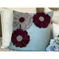 thumbnail image 3 of Light Blue Pillow Cover 20x20 inch (50x50 cm), Designer Throw Pillow Cover, Felt Origami Flower Applique Floral Theme Pillow Cover, Floral, Square Faux Suede Throw - Full Bloom, 3 of 9