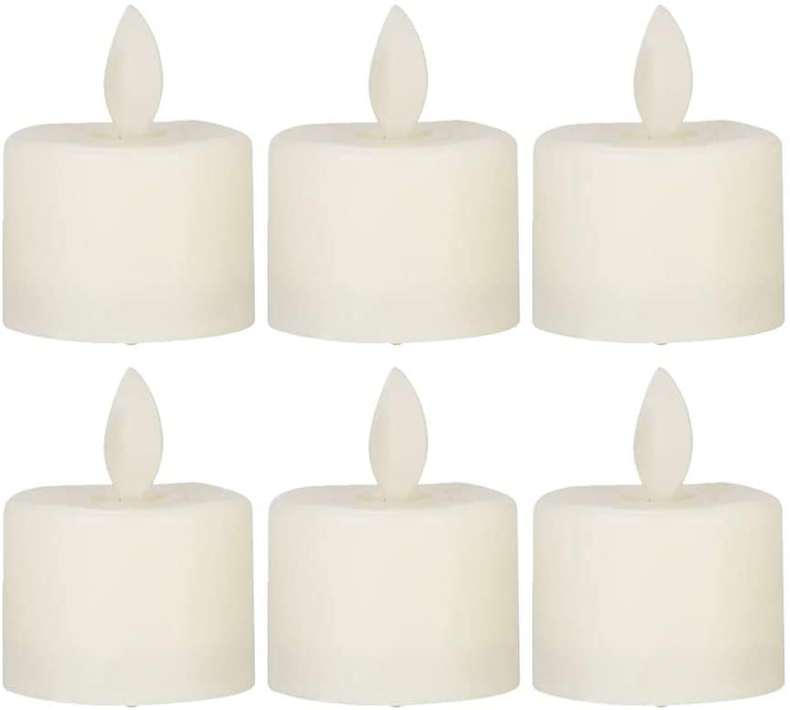 6 Flickering Battery Operated Flameless LED Tea Lights Tealight Candles w/ Drips