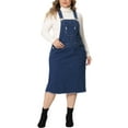 thumbnail image 2 of Unique Bargains Women's Plus Size Distressed Pocket Racerback Suspender Overall Dress 4X Dark Blue, 2 of 6
