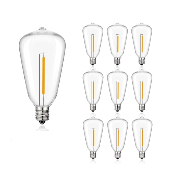 ST38 12V Low Voltage Light Bulbs,DC12V String Light Replacement PET Shatterproof Light Bulb, 1.5W Equivalent 15Watts, E12 Screw Base LED Bulb,Plastic Light Bulb,10 Pack