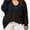 black, variant on Women Plus Size V‑Neck Cable Knit Sweater, Oversized Long Sleeve Pullover Top