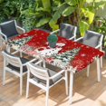 thumbnail image 2 of Red Christmas Table Cloths for 5 Foot Rectangle Tables, Snowman Xmas Tree Coastal Snowflake Starfish Patio Waterproof Elastic Fitted Tablecloths, Washable Rectangular Table Cover for Camping, 2 of 8