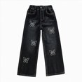 thumbnail image 4 of CAUYDY Teen Girls Baggy Jeans Pretty Butterfly Print Elastic Waistband Wide Leg Jeans Cute Pants for Girls Sizes 9-10 Years, 4 of 7