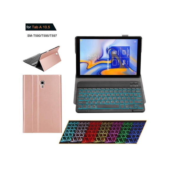 Keyboard Case for Galaxy Tab A 10.5 - 2018 Model SM-T590 / T595 / T597 - Slim PU Leather Cover - Removable Bluetooth Wireless Keyboard - Ultra Thin & Light - S Pen Holder