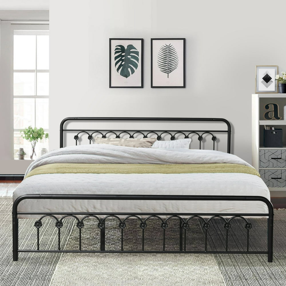 VECELO 12.2 Metal Platform Bed Frame with Headboard and Footboard