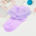 thumbnail image 2 of Caqnni Baby Grils Ruffle Lace Socks Toddler Vintage Ribbed Princess Frilly Dress Short Socks Dress Kids Princess Socks Princess Ruffle Socks for 1-8 Years, 2 of 3