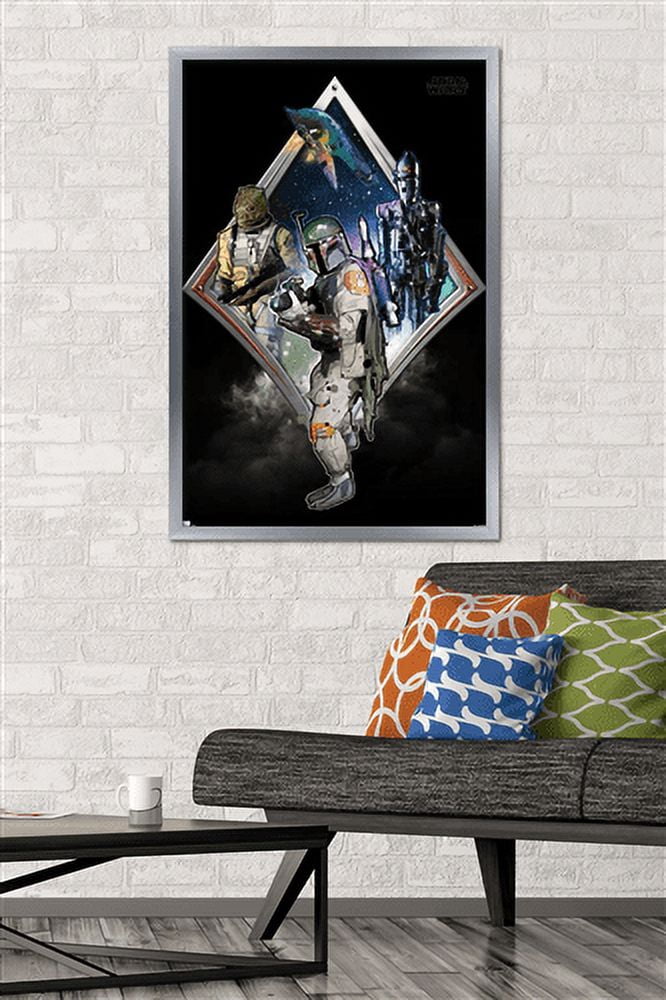 Star Wars: Original Trilogy - Bounty Hunters Badge Wall Poster, 22.375" x 34", Framed