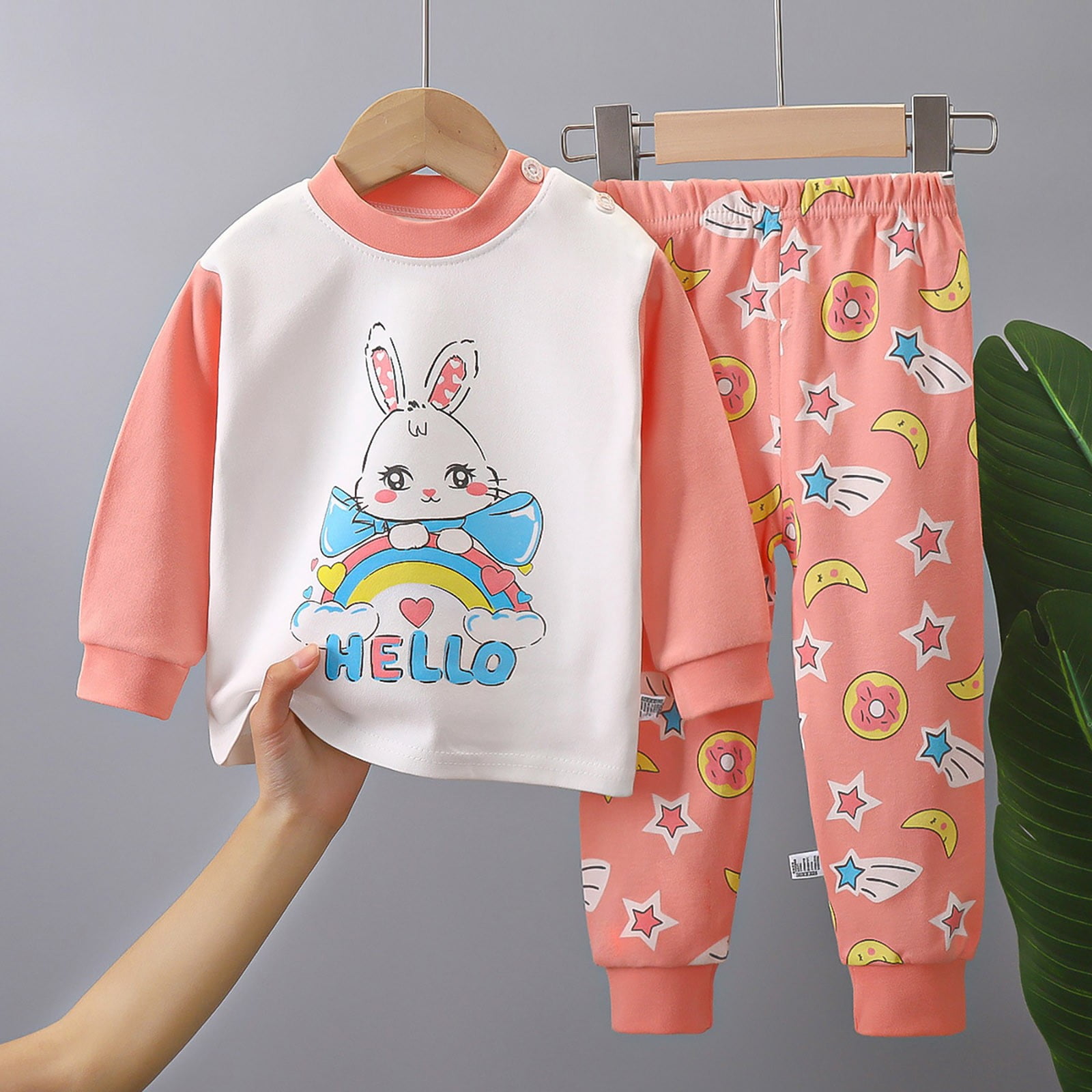 Rgdypko Children's Underwear Set Pure New Homewear Baby Warm Girls Long Children's Clothing