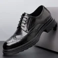 thumbnail image 2 of Men's Leather Brogue Oxford Dress Shoes, British Style Platform Chunky Sole Lace-Up Business Formal Shoes, 2 of 6