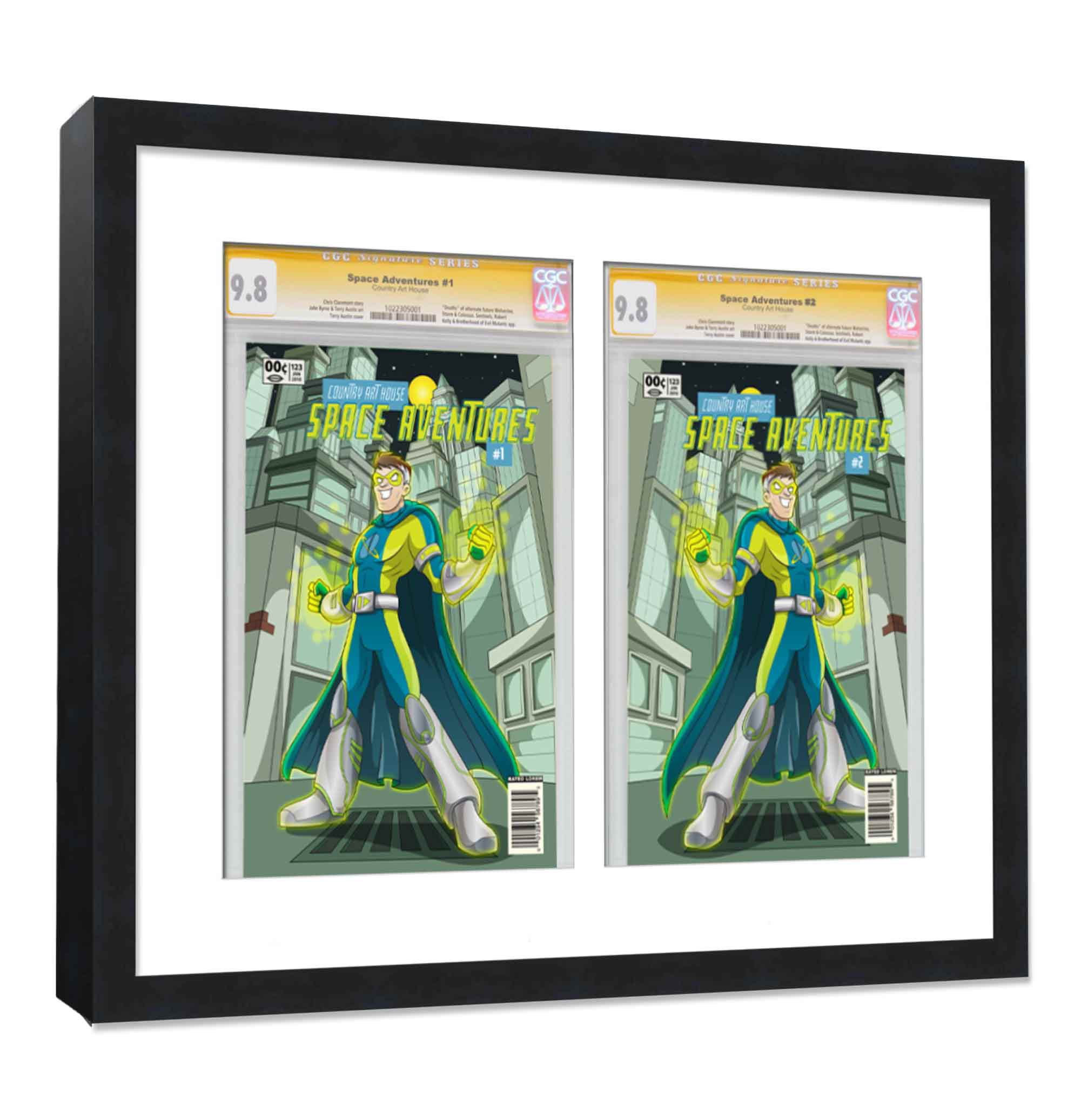 Picture Framing Mat for 2 Comic Books  Black with white 
