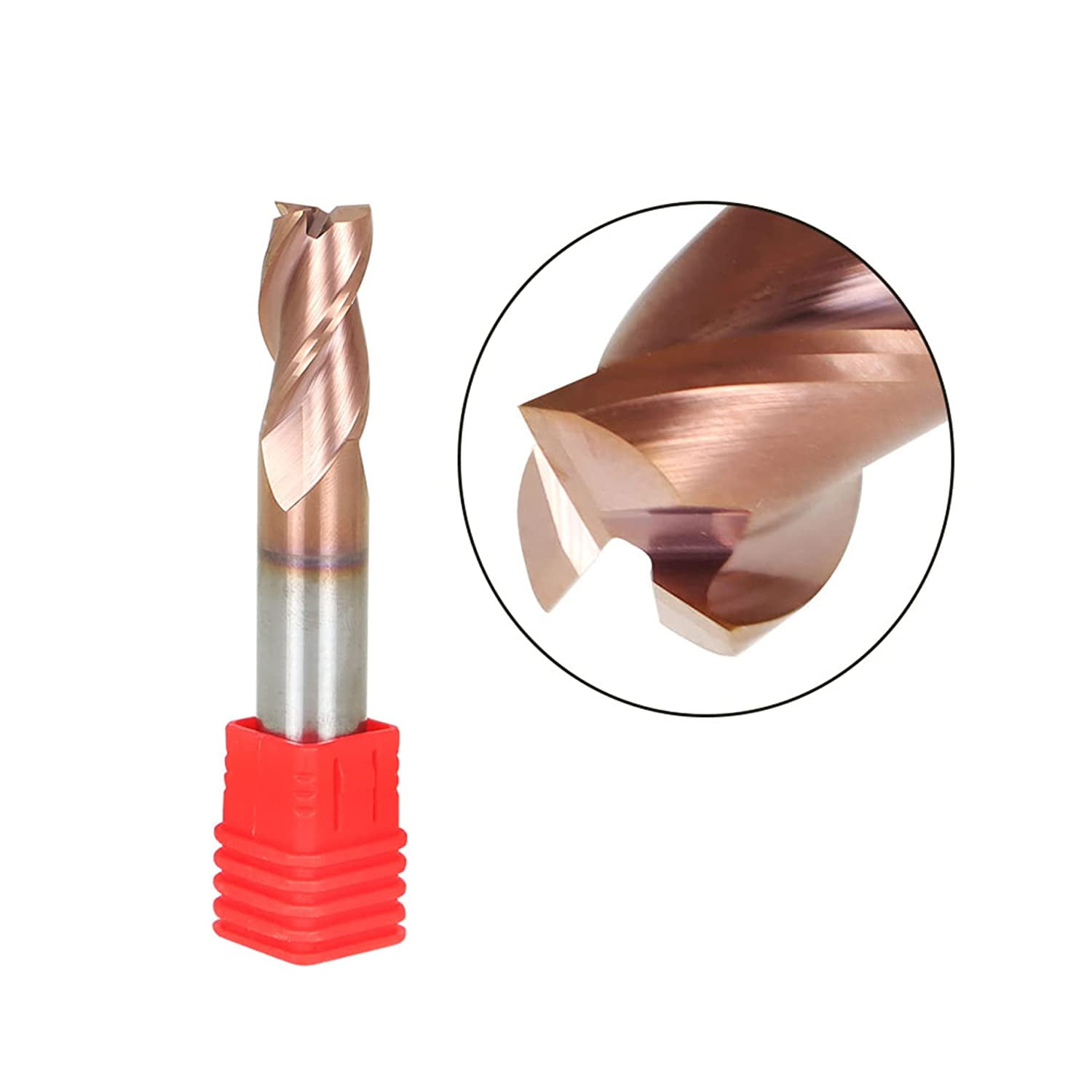 1/2 Inch 3 Flute Carbide Square End Mill, 37 Degree Helix ZRN Coating Mill Bits