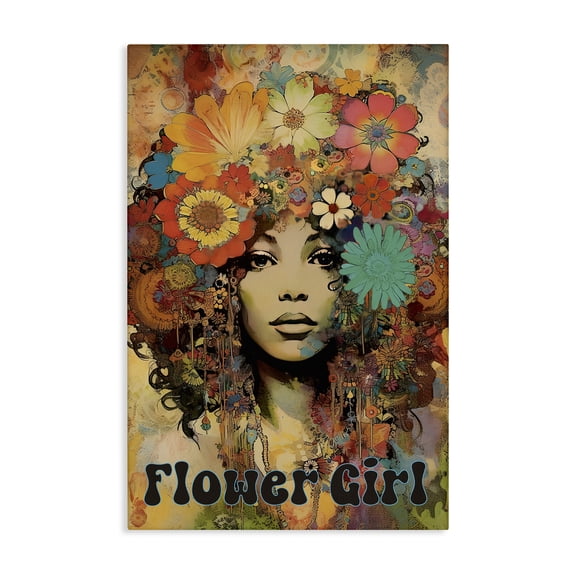 Bohemian Flower Girl Canvas Wall Art, design by Sasha