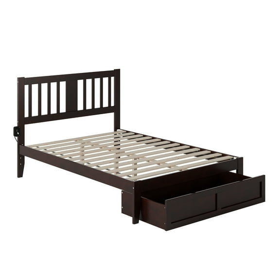 AFI Tahoe Full Solid Wood Platform Bed w/Foot Drawer in Espresso