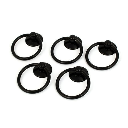 - Unique Bargains Cupboard Cabinet Drawer Dresser Rings Pulls Knob Black 5pcs