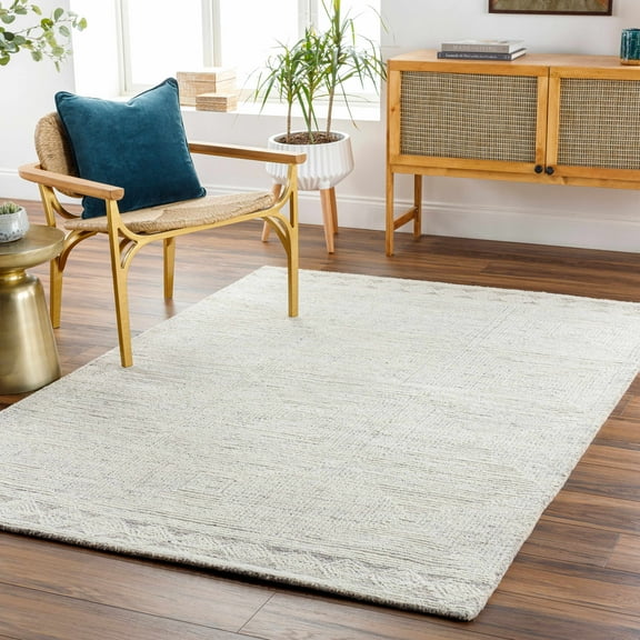 Hauteloom Archer Wool Living Room, Bedroom Area Rug - Contemporary - Cream, Taupe, Black - 2' x 3'