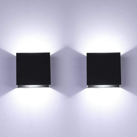 Indoor Wall Sconce LED Wall Lamp Black, Up Down Wall Mount Lights Mini Metal for Living Room Bedroom Decor, Warm White-2PCS