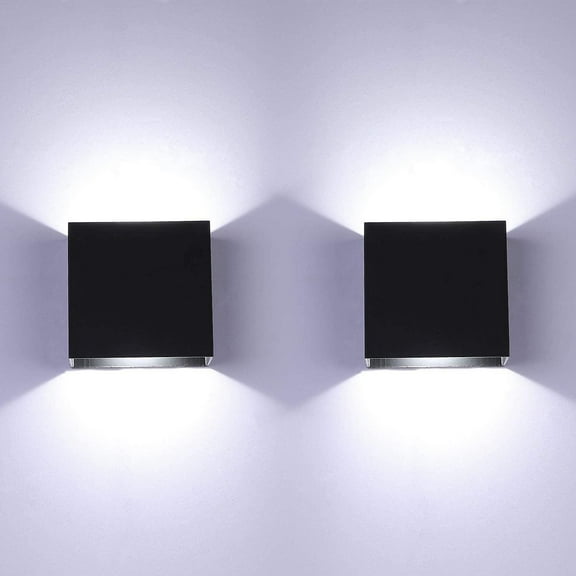 Indoor Wall Sconce LED Wall Lamp Black, Up Down Wall Mount Lights Mini Metal for Living Room Bedroom Decor, Warm White-2PCS