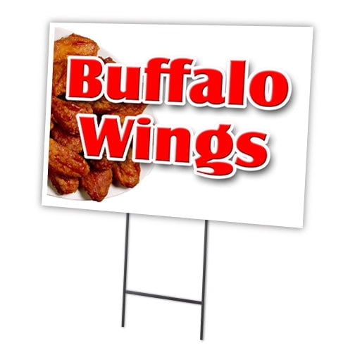 BUFFALO WINGS 12"x16" Yard Sign & Stake | Advertise Your Business | Stake Included Image On Front Only | Made in The USA