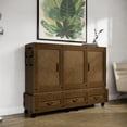 thumbnail image 2 of RoomAndLoft Queen Size Mobile Murphy Cabinet Bed in Solid Wood - Brown, 2 of 12