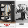 thumbnail image 5 of Canvas Wardrobe Portable Closet Wardrobe Clothes Storage with 6 Shelves and  Rail,Non-Woven Fabric, Quick and Easy Assembly,Black, 5 of 6