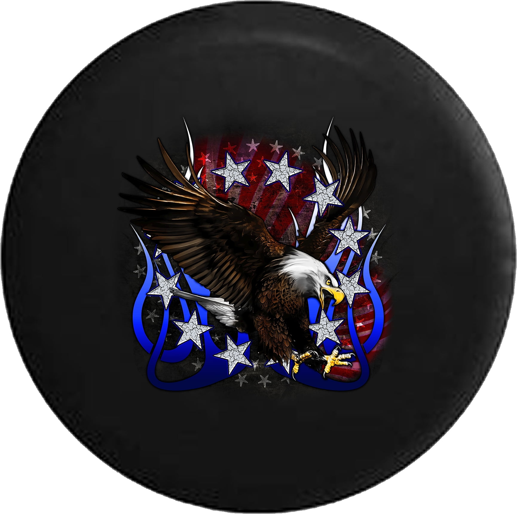Stars  Stripes American Eagle Tribal Flames Vintage Cracked Spare Tire  Cover for Jeep RV 33 Inch
