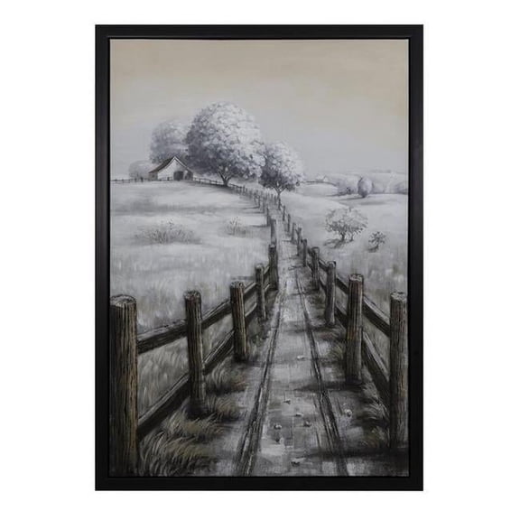 Yosemite Home Decor 'Country Road I' Plastic Canvas Wall Art in Multi-Color