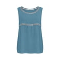 thumbnail image 3 of Sevevn Women's Sleeveless Lace Trim Tank Tops Round Neck Loose Fit Casual Summer Blouse Tunic Shirts Blue L, 3 of 6