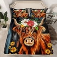 thumbnail image 2 of Manfei Animal Highland Cattle 4pcs Bed Sheets for Female Men Women,Rustic Farmhouse King Sheets,Chic Floral Flowers Super Cozy Sheet Set,Super Cozy Room Decor, 2 of 7