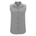 thumbnail image 6 of AKEGAMN Women's Sleeveless Linen Collared Button-Down Loose Fit Blouse, Green S-XXL, 6 of 7