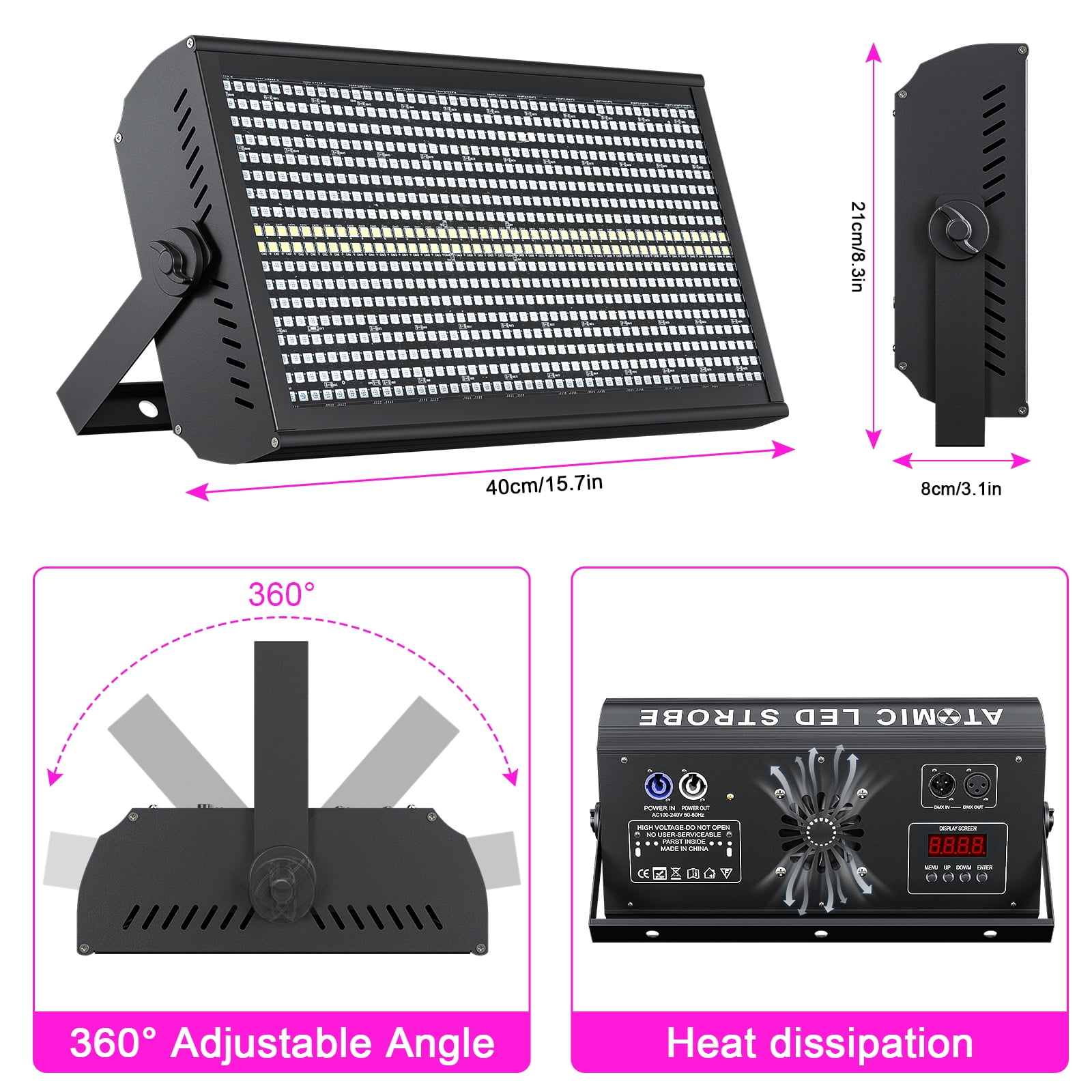 Stage Strobe Lights,RGB SMD LED Party Lights 130W Rainbow Effect Stage Light for Building Exterior Wall Lighting Bar
