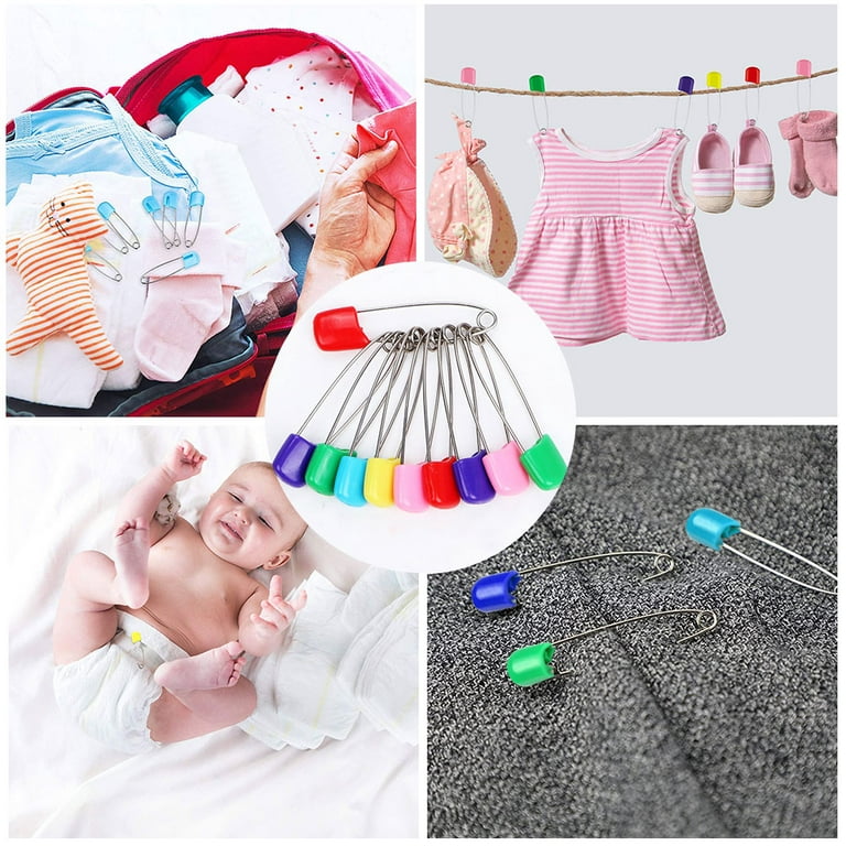 50 Pieces Diaper Pins Baby Safety Pins Plastic Head Cloth with