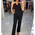 thumbnail image 4 of Monos de mujer de una pieza con cuello oblicuo, sin mangas, monos, pantalones rectos de color sólido, bolsillos empalmados, estilo callejero sexy, 4 of 5